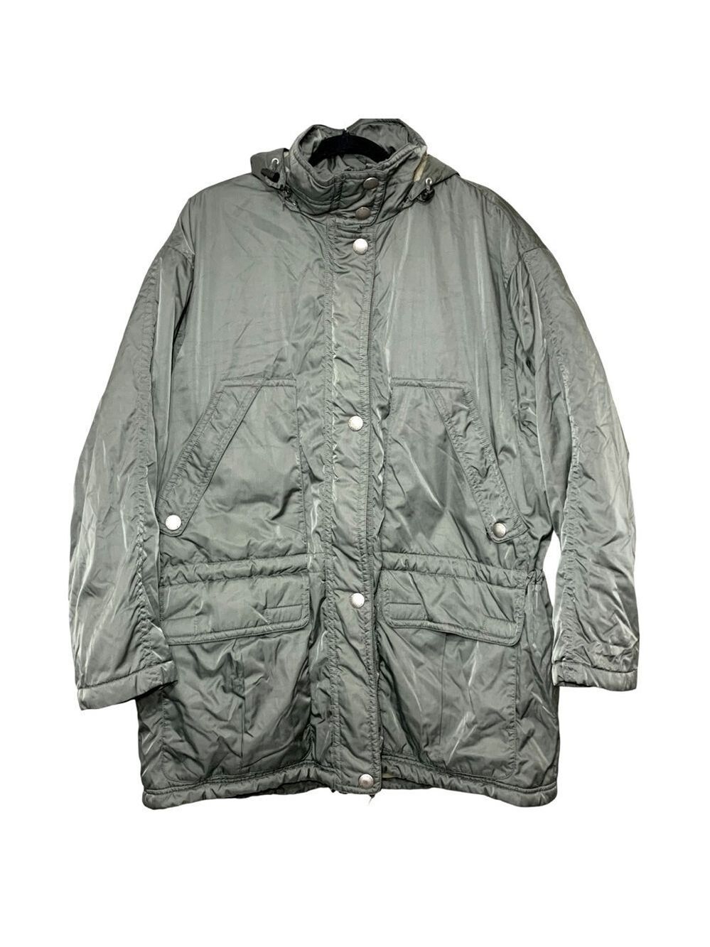 Vintage 90s Eddie Bauer Parka Coat Nylon XL Green Oversize Hooded Cargo Jacket
